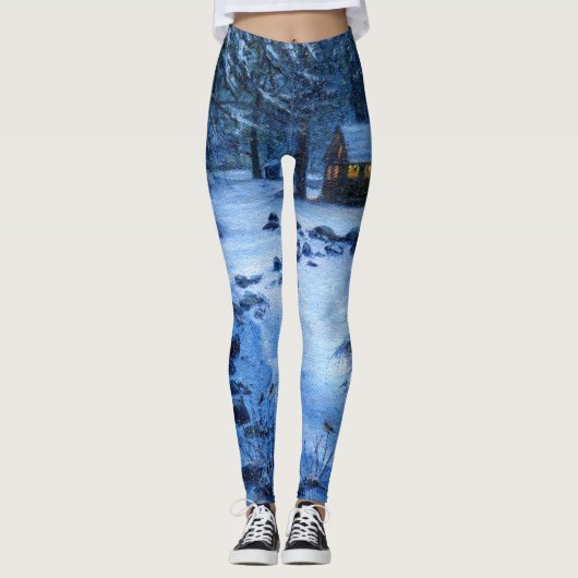 "Cabine douillet dans la neige" Leggings (Devant)