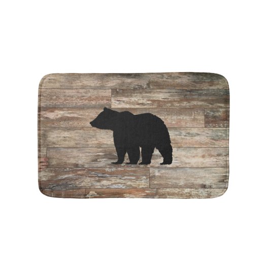 Cabine d'ours Noir Tapis de bain en bois rustique (Devant)