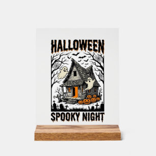 Cabine effrayante d'Halloween Art vintage de nuit