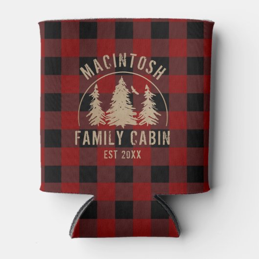 Cabine Familienaam Red Black Buffalo Check Pset Blikjeskoeler (Voorkant)