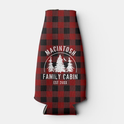 Cabine Familienaam Red Black Buffalo Pset Flesjeskoeler (Voorkant)