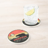 Cabine Familienaam Retro Pijnbomen Beer Souvenir Zandsteen Onderzetter (Zijkant)