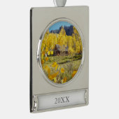 Cabine in Aspens Verzilverd Banner Ornament (Rechts)