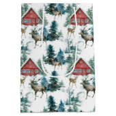 Cabine in bossen met herten- en sneeuwbomen medium cadeauzakje (Achterkant)
