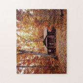 Cabine in de Herfst, gekleurde Bossen Legpuzzel (Verticaal)