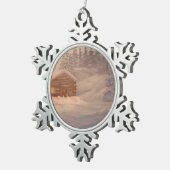 Cabine in de Sneeuwwinter Sneeuwvlok Ornament (Rechts)