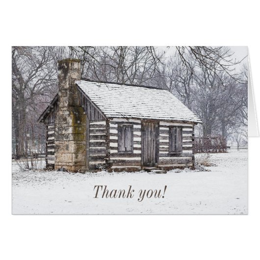 Cabine in sneeuw Hartelijk dank (Voorkant Horizontaal)