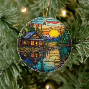 Cabine Lake Keramische Decoratieve Glas in lood lo Keramisch Ornament