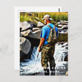 *~* Cabine Man Zon Vist Stream Maine AP49 Briefkaart (Voorkant / Achterkant)