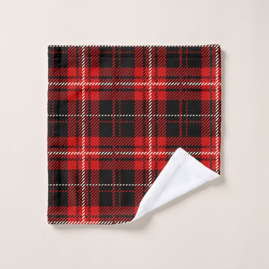 Cabine Moose Rood en Zwart Plaid Bad Handdoek (Wasdoekje)