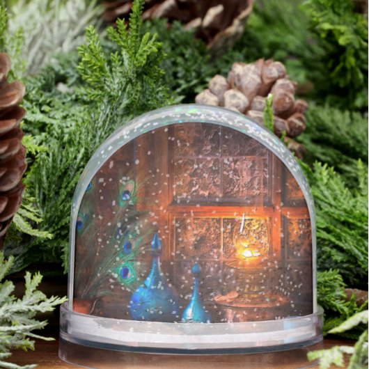 Cabine par lamplique scène hiver rustique