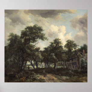 Cabine parmi les arbres - Meindert Hobbema Poster