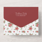 Cabine rouge cosy dans les bois | Carte de Noël ph (Verso)