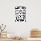 Cabine Rules Poster noir et blanc (Cuisine)