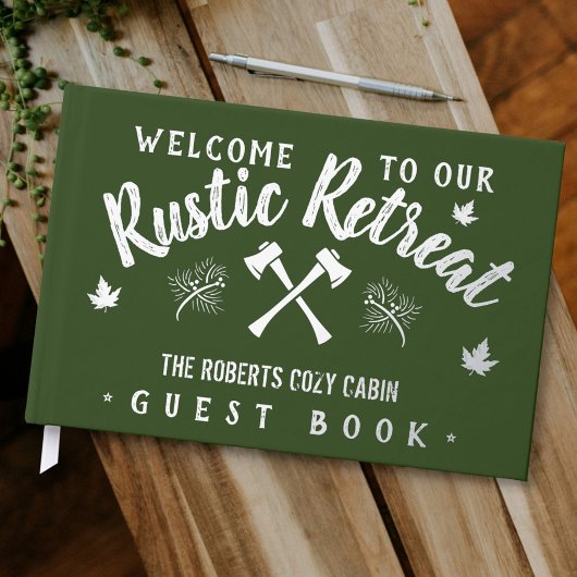 Cabine Rustic Retraite Nom Customisé Vert Argent