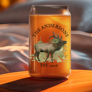 Cabine Rustieke Elk hout Gepersonaliseerde Mountai Blikvorm Glas