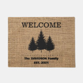 Cabine rustique burlap pays tapis de porte (Devant)