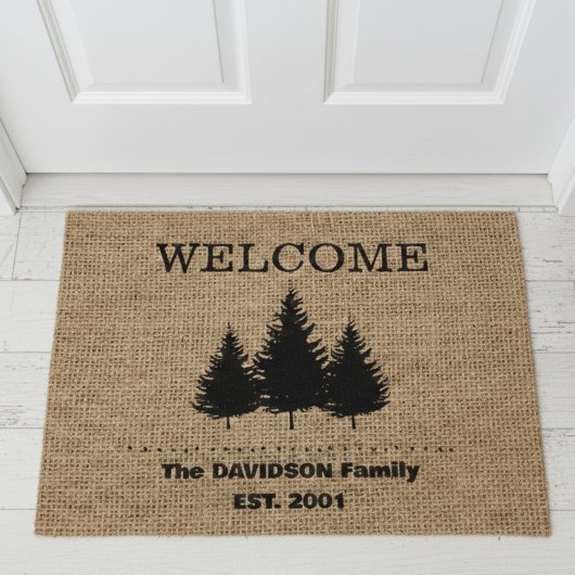 Cabine rustique burlap pays tapis de porte