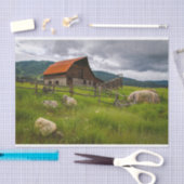 Cabine Snuggable in een veld met schaapjes Tissuepapier (Craft)