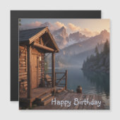 Cabine sur la carte d'anniversaire magnétique du l (Devant / Derrière)