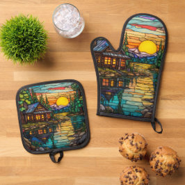 Cabine, Vakantiehuis Lake House Ovenwant & Pannenlap Set