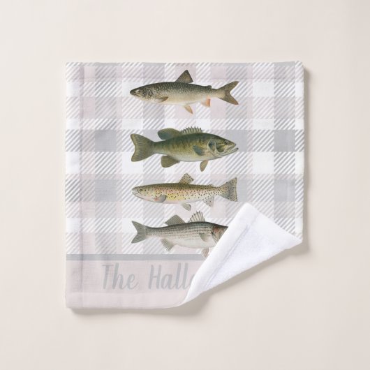 Cabine vis van vissers op schaal bad handdoek (Wasdoekje)