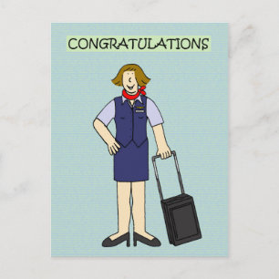 Cabinepersoneel gefeliciteerd met haar briefkaart