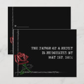 Câble à barbe gothique et carte postale RSVP Rose  (Devant / Derrière)