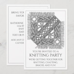 CABLe BLANC TRICOTÉ 5x7 Carte Plate + Texte