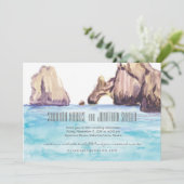 Cabo Mexico Waterverf Wedding Invite Kaart (Staand voorkant)