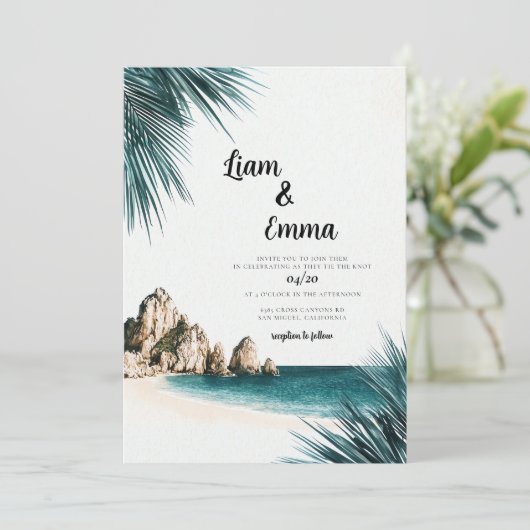 Cabo Mexique Mariage Destination Invitation (Debout devant)