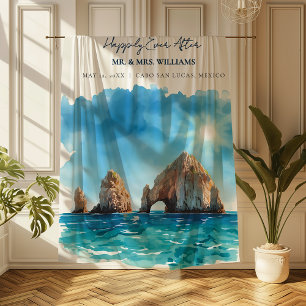 Cabo San Lucas Blauw Aquarel Happily Ever After Fleece Deken