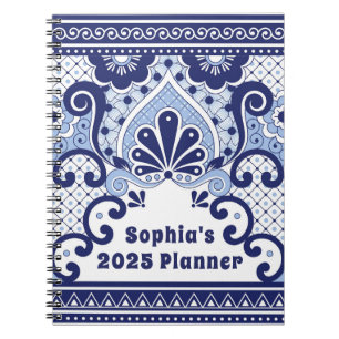 Cabo San Lucas Blue en White Mexican Talavera Tege Notitieboek