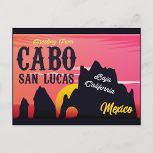 Cabo San Lucas Mexico Arch  retro Sunset Briefkaart
