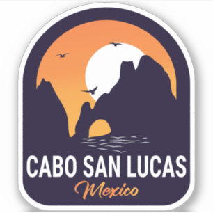 Cabo San Lucas Mexico Arch  retro Sunset Sticker