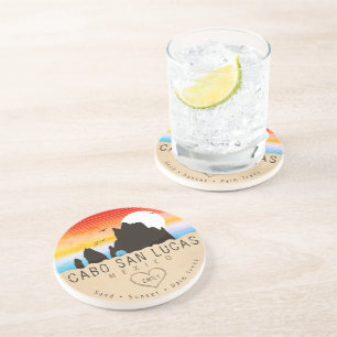 Cabo San Lucas Mexico Arch  retro Sunset Zandsteen Onderzetter