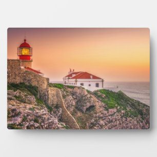 Cabo Sao Vicente op zonsondergang Algarve, Portu Fotoplaat