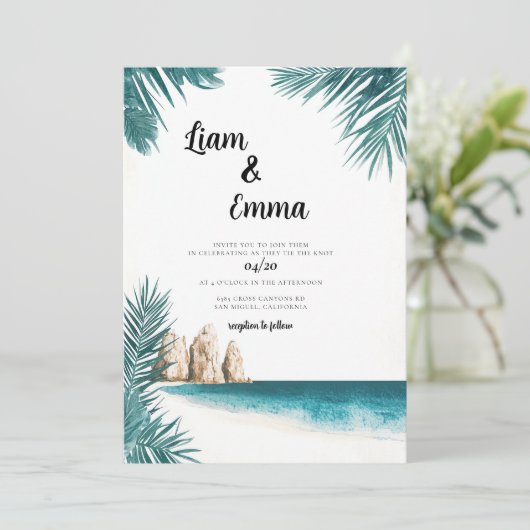 Cabo tropical Mexique Faire-part de mariage (Debout devant)