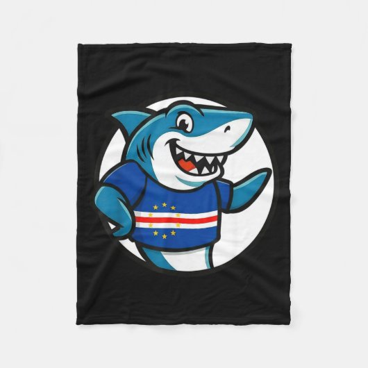 Cabo Verde Flag Shark Funny Cabo Verdean  Fleece Deken (Voorkant)