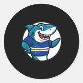 Cabo Verde Flag Shark Funny Cabo Verdean  Ronde Sticker (Voorkant)