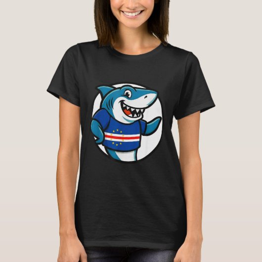 Cabo Verde Flag Shark Funny Cabo Verdean  T-shirt (Voorkant)