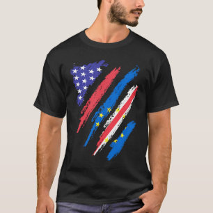 Cabo Verdean American Patriot Grown Heart Flag Str T-shirt
