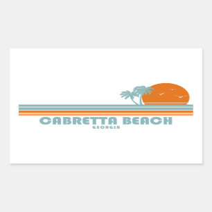 Cabretta Beach Sapelo Georgia Sun Palm Tree Rechthoekige Sticker