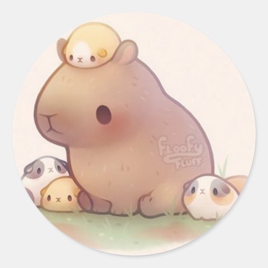 Cabybara Ronde Sticker (Voorkant)