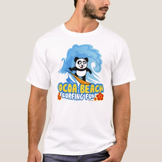 Caca Beach Surfing Panda T-shirt (Voorkant)