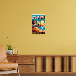 Cacao Beach City Florida kustlijn geschenken Poster