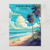 Cacao Beach Florida Retro Palm Bomen & Strand Briefkaart (Voorkant)