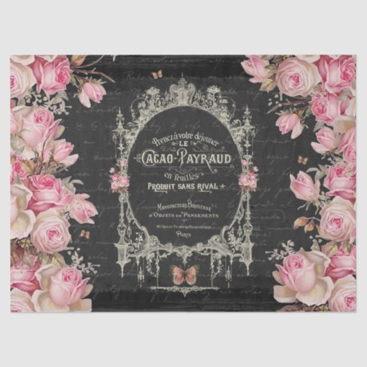 Cacao Chaud et Rozen Pink Butterflies Decoupage Tissuepapier (Voorkant)