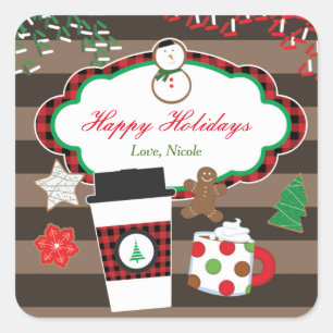 Cacao & Cookies Kerstvakantie Favor Sticker