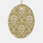 Cacao en Cream Damask Keramisch Ornament (Rechts)